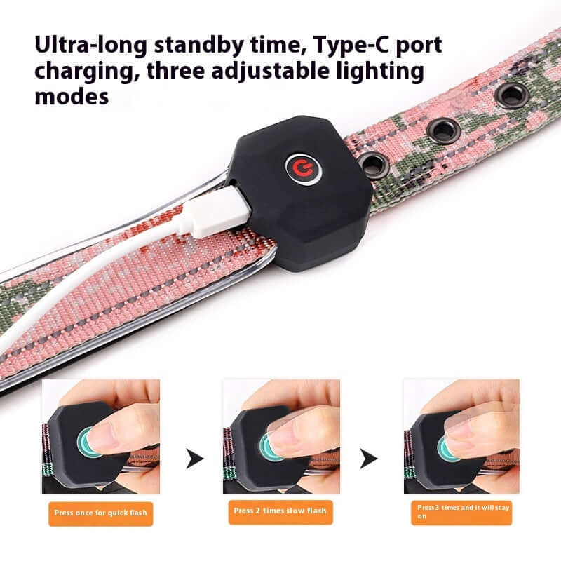 LED Pet Luminous Reflective Stripe USB Charging Shiny Dog Collar