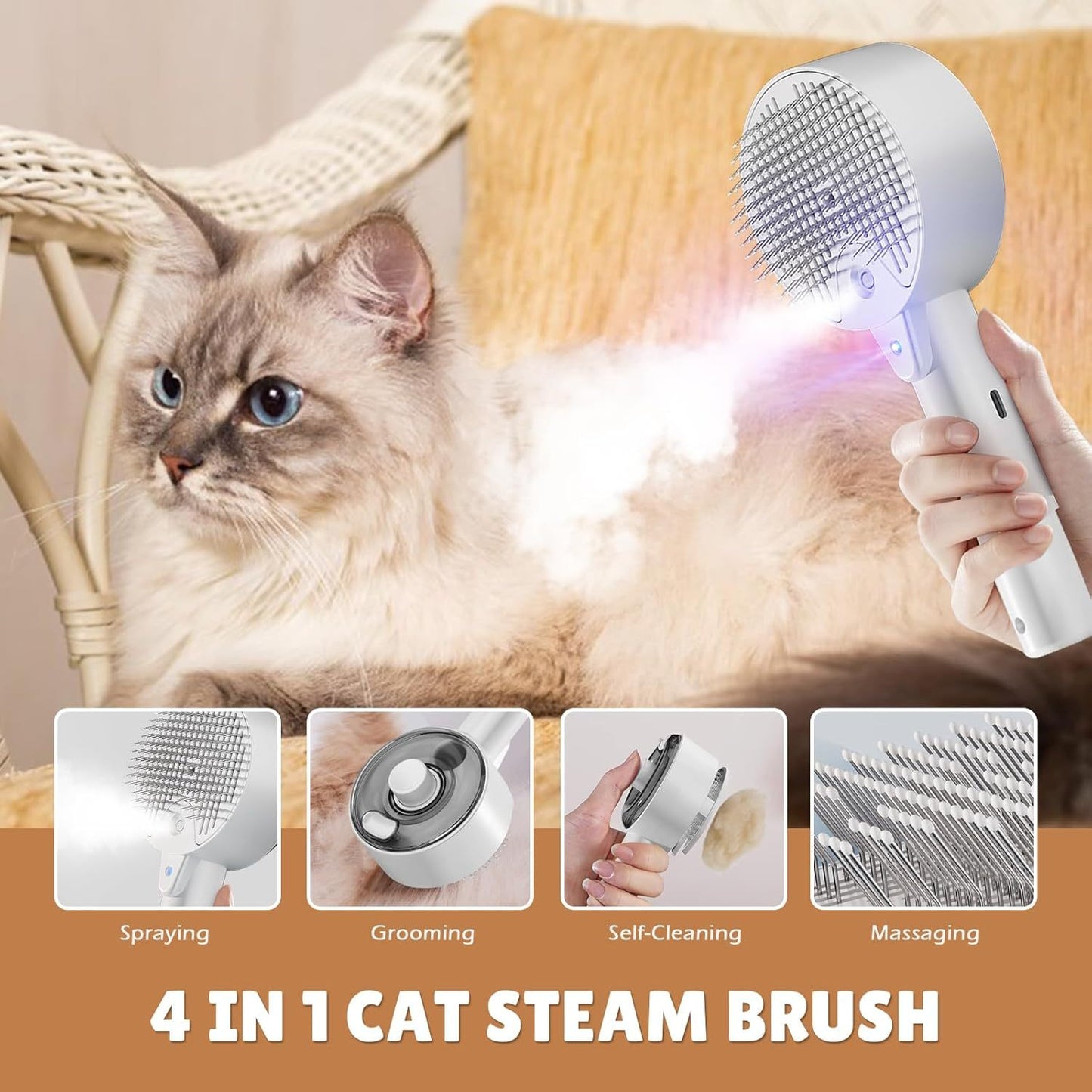 Cat Steam Brush For Shedding Defer Comb