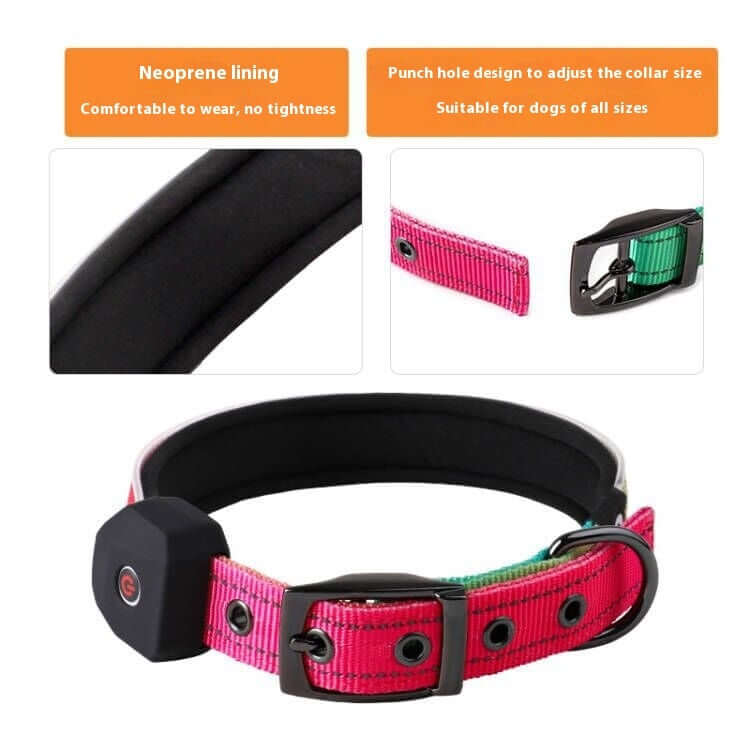 LED Pet Luminous Reflective Stripe USB Charging Shiny Dog Collar