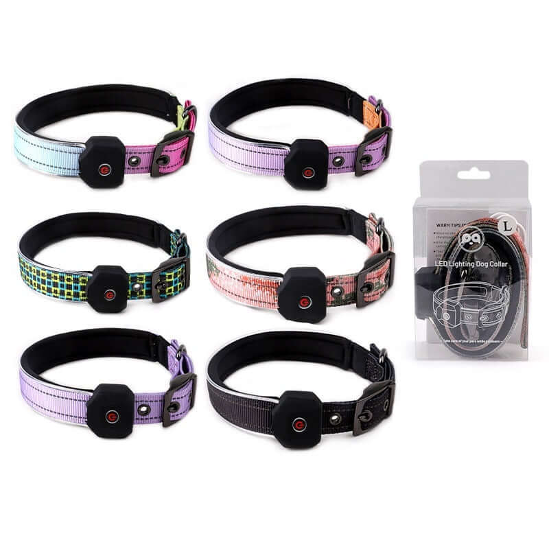 LED Pet Luminous Reflective Stripe USB Charging Shiny Dog Collar
