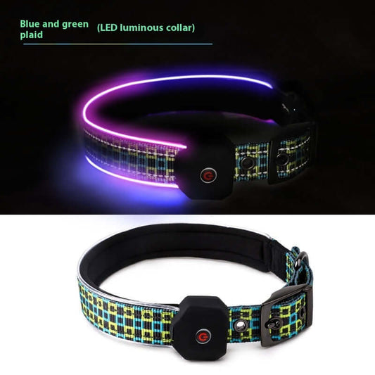 LED Pet Luminous Reflective Stripe USB Charging Shiny Dog Collar